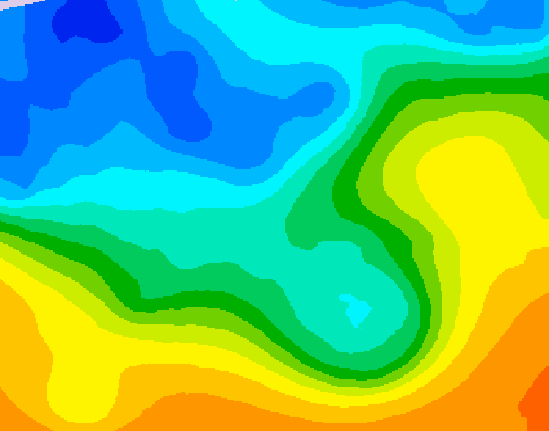 GDPS 500 millibar geopotential height 132 hour forecast chart for Canada based on 2025/10/16 1200Z data