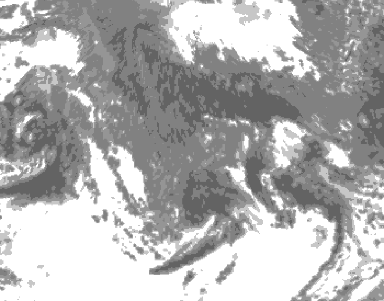 GDPS total cloud 120 hour forecast chart for Canada based on 2025/10/16 0000Z data