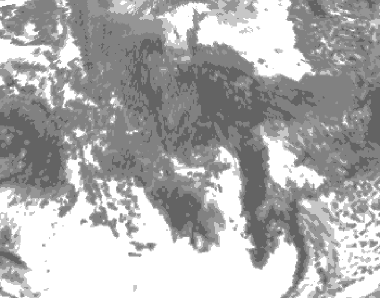GDPS total cloud 096 hour forecast chart for Canada based on 2025/10/16 1200Z data