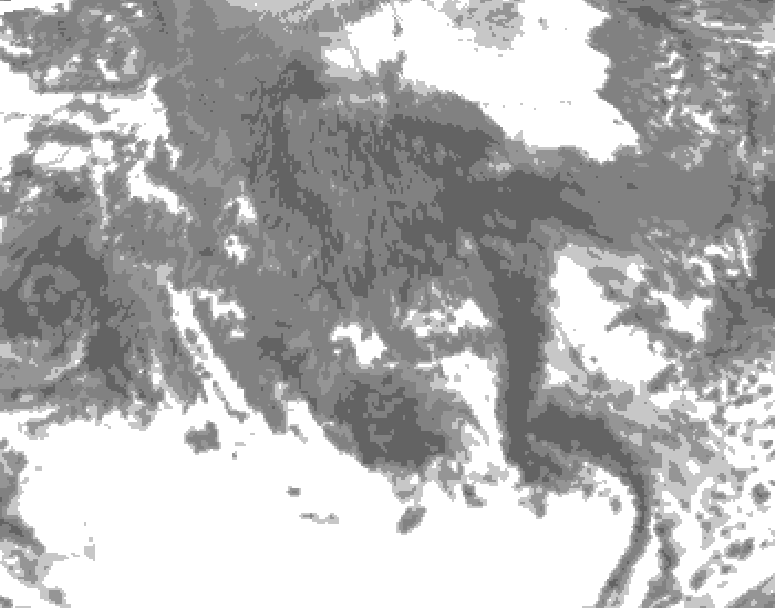 GDPS total cloud 102 hour forecast chart for Canada based on 2025/10/16 1200Z data