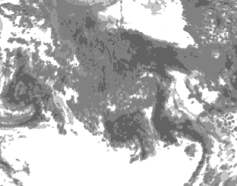 GDPS total cloud 108 hour forecast chart for Canada based on 2025/10/16 1200Z data