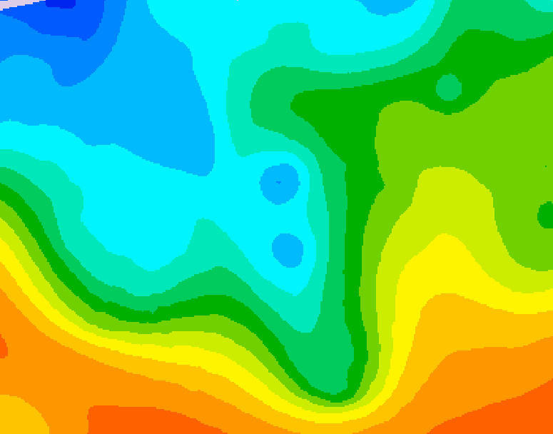 GDPS 500 millibar geopotential height 054 hour forecast chart for Canada based on 2025/10/17 1200Z data