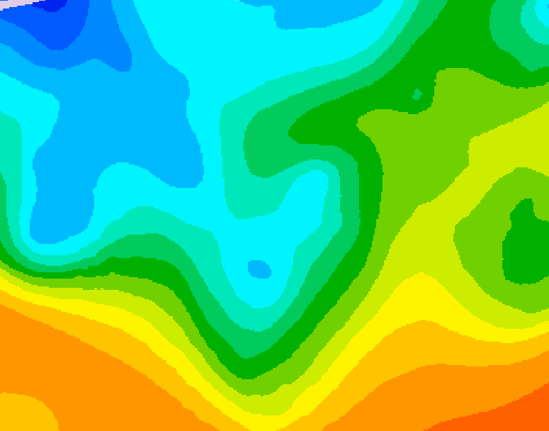 GDPS 500 millibar geopotential height 024 hour forecast chart for Canada based on 2025/10/18 0000Z data