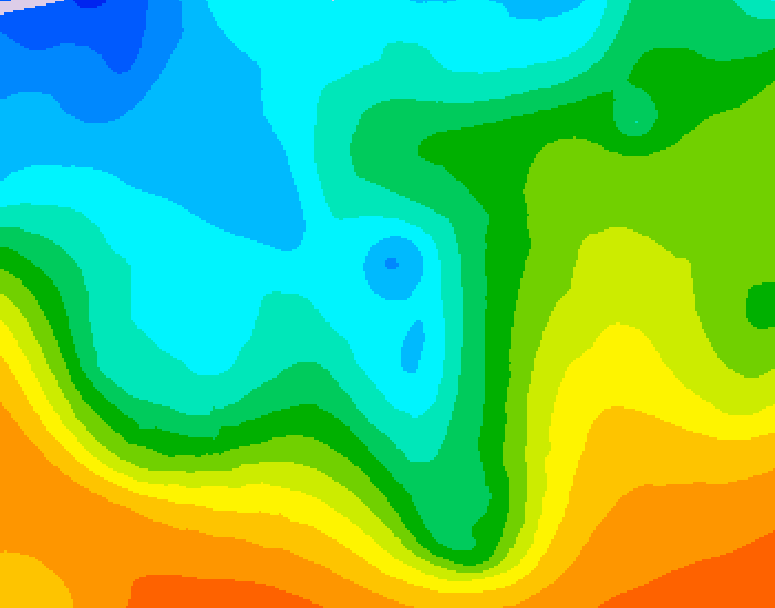 GDPS 500 millibar geopotential height 042 hour forecast chart for Canada based on 2025/10/18 0000Z data
