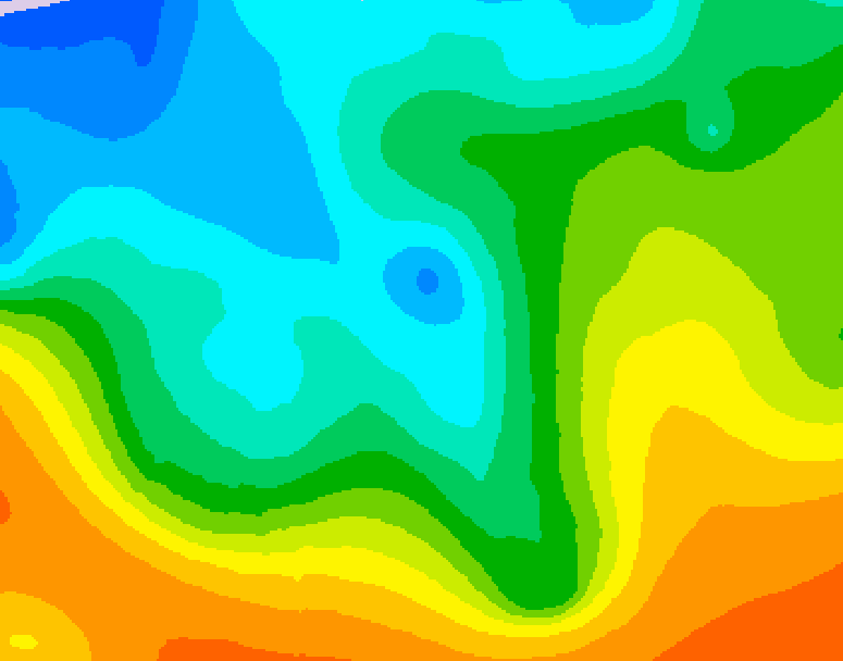 GDPS 500 millibar geopotential height 048 hour forecast chart for Canada based on 2025/10/18 0000Z data