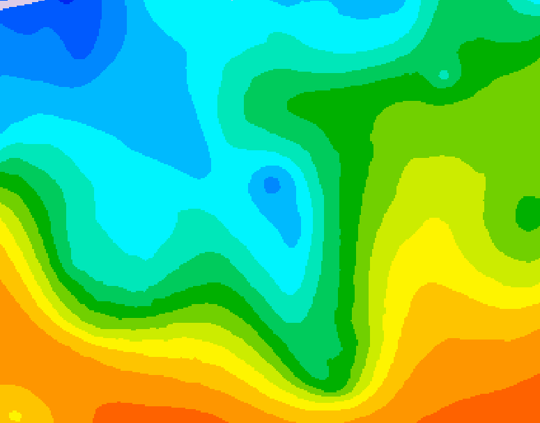 GDPS 500 millibar geopotential height 030 hour forecast chart for Canada based on 2025/10/18 1200Z data