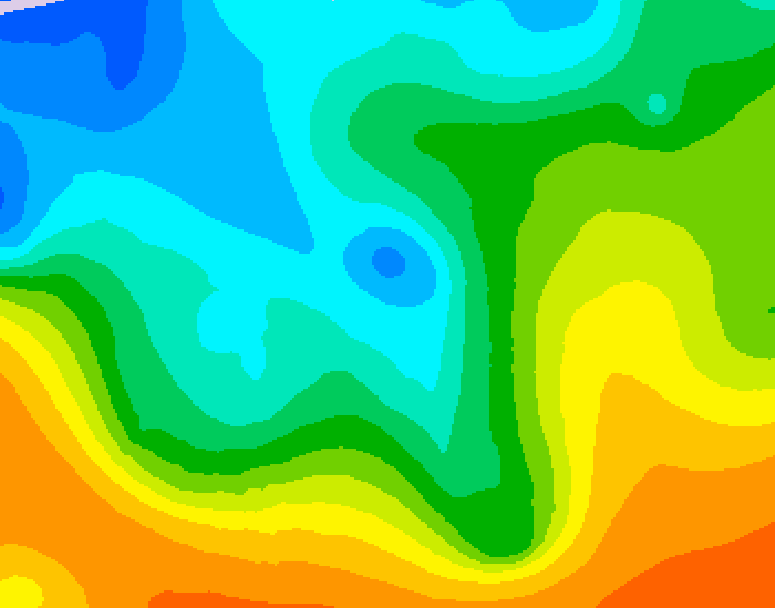 GDPS 500 millibar geopotential height 036 hour forecast chart for Canada based on 2025/10/18 1200Z data