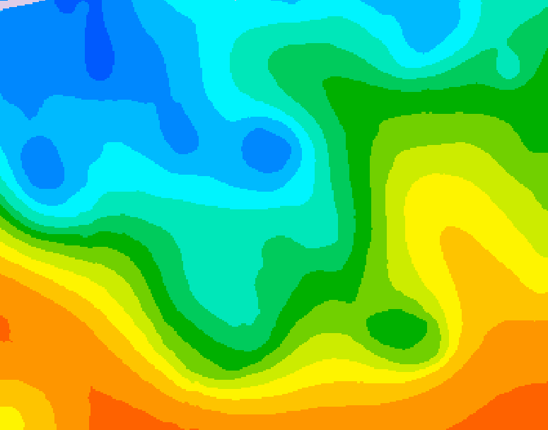 GDPS 500 millibar geopotential height 054 hour forecast chart for Canada based on 2025/10/18 1200Z data