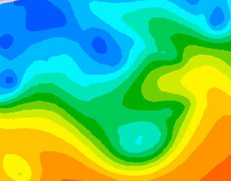 GDPS 500 millibar geopotential height 084 hour forecast chart for Canada based on 2025/10/18 1200Z data