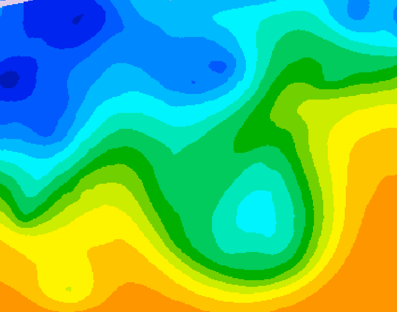 GDPS 500 millibar geopotential height 102 hour forecast chart for Canada based on 2025/10/18 1200Z data