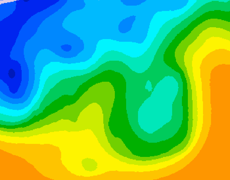 GDPS 500 millibar geopotential height 132 hour forecast chart for Canada based on 2025/10/18 1200Z data