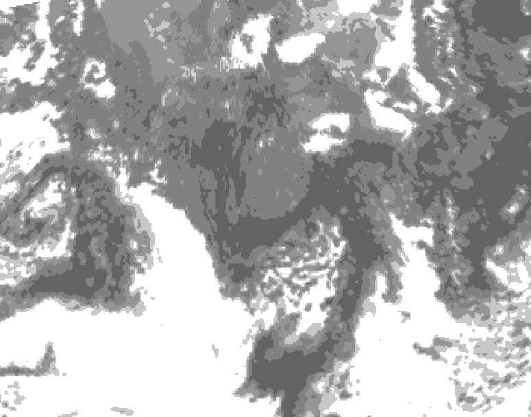 GDPS total cloud 024 hour forecast chart for Canada based on 2025/10/18 0000Z data