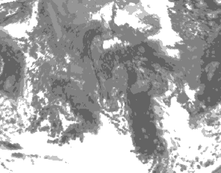 GDPS total cloud 048 hour forecast chart for Canada based on 2025/10/18 0000Z data