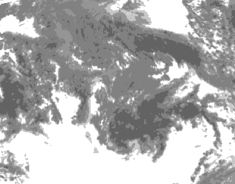 GDPS total cloud 090 hour forecast chart for Canada based on 2025/10/18 0000Z data