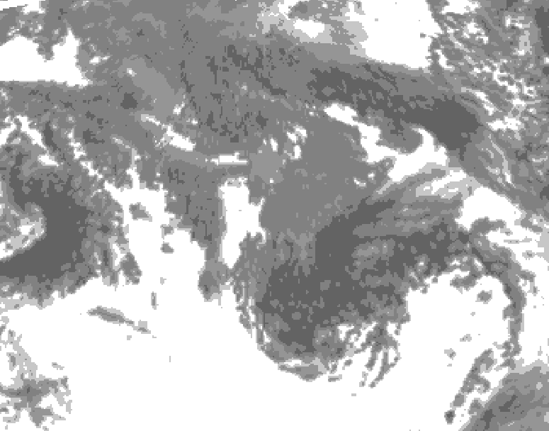 GDPS total cloud 096 hour forecast chart for Canada based on 2025/10/18 0000Z data