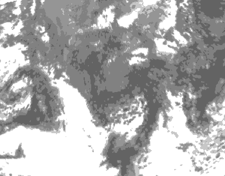 GDPS total cloud 012 hour forecast chart for Canada based on 2025/10/18 1200Z data