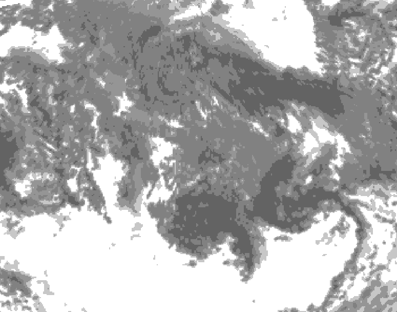 GDPS total cloud 072 hour forecast chart for Canada based on 2025/10/18 1200Z data