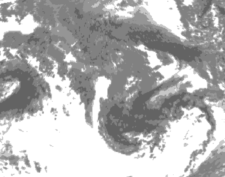 GDPS total cloud 084 hour forecast chart for Canada based on 2025/10/18 1200Z data