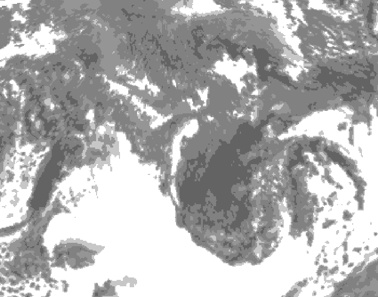 GDPS total cloud 102 hour forecast chart for Canada based on 2025/10/18 1200Z data