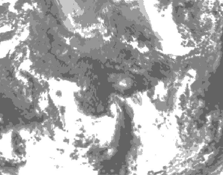 GDPS total cloud 240 hour forecast chart for Canada based on 2025/10/18 1200Z data