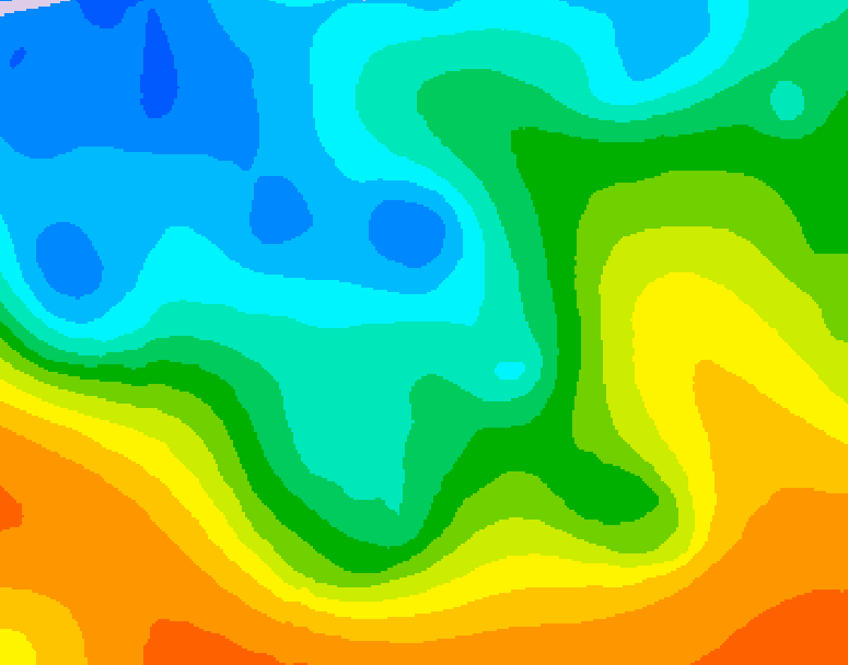 GDPS 500 millibar geopotential height 042 hour forecast chart for Canada based on 2025/10/19 0000Z data