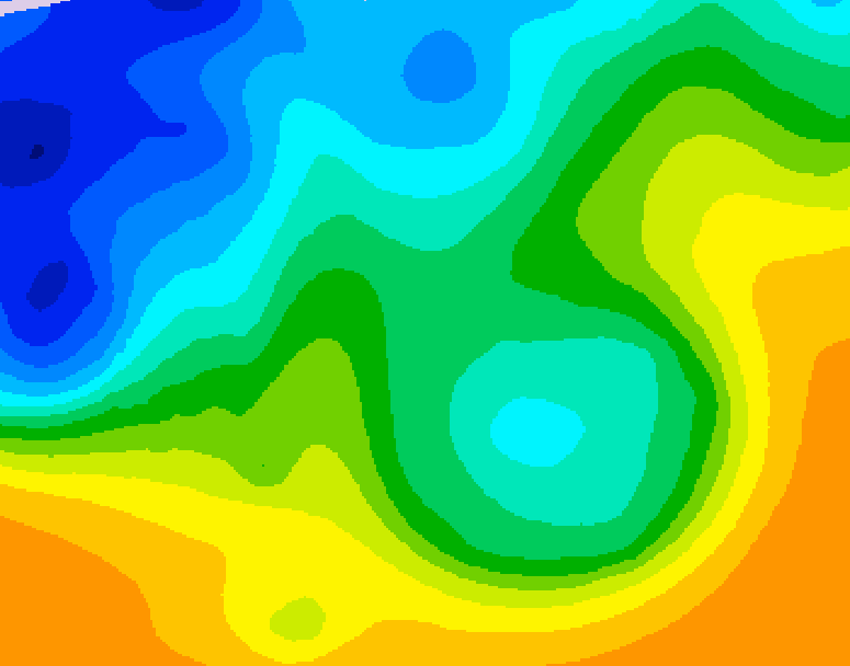 GDPS 500 millibar geopotential height 114 hour forecast chart for Canada based on 2025/10/19 0000Z data