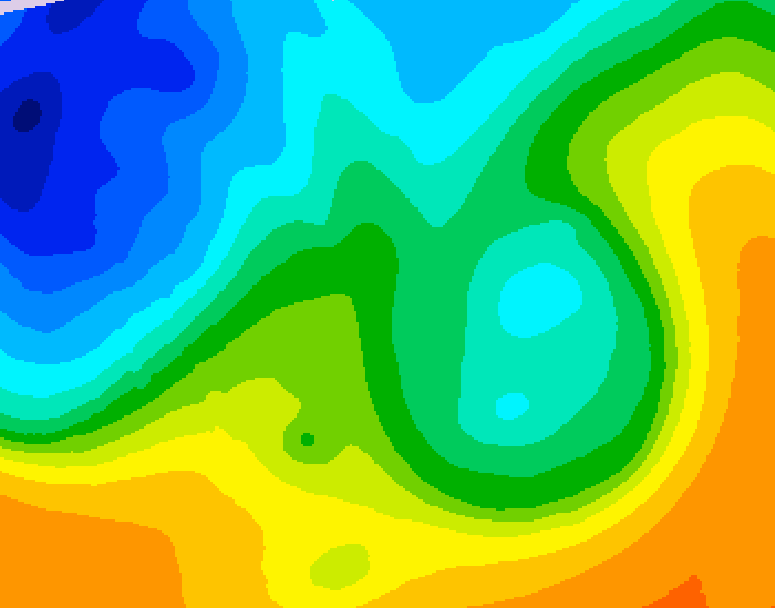 GDPS 500 millibar geopotential height 132 hour forecast chart for Canada based on 2025/10/19 0000Z data