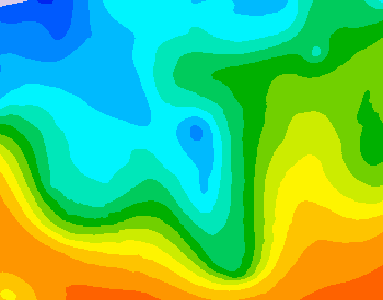 GDPS 500 millibar geopotential height 006 hour forecast chart for Canada based on 2025/10/19 1200Z data