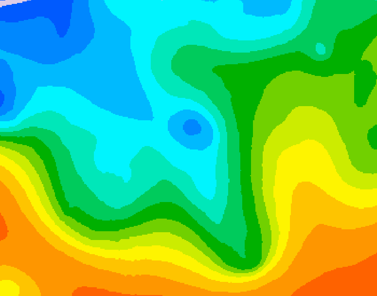 GDPS 500 millibar geopotential height 012 hour forecast chart for Canada based on 2025/10/19 1200Z data