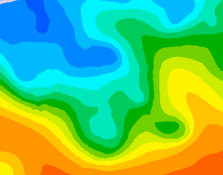 GDPS 500 millibar geopotential height 036 hour forecast chart for Canada based on 2025/10/19 1200Z data