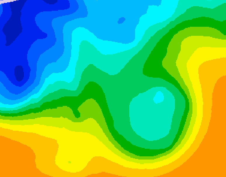 GDPS 500 millibar geopotential height 102 hour forecast chart for Canada based on 2025/10/19 1200Z data
