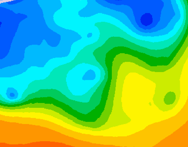 GDPS 500 millibar geopotential height 222 hour forecast chart for Canada based on 2025/10/19 1200Z data