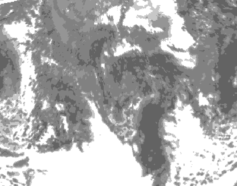 GDPS total cloud 018 hour forecast chart for Canada based on 2025/10/19 0000Z data