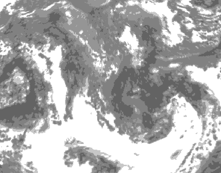 GDPS total cloud 114 hour forecast chart for Canada based on 2025/10/19 0000Z data