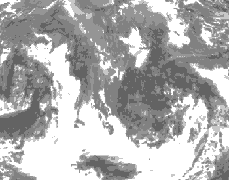 GDPS total cloud 120 hour forecast chart for Canada based on 2025/10/19 0000Z data