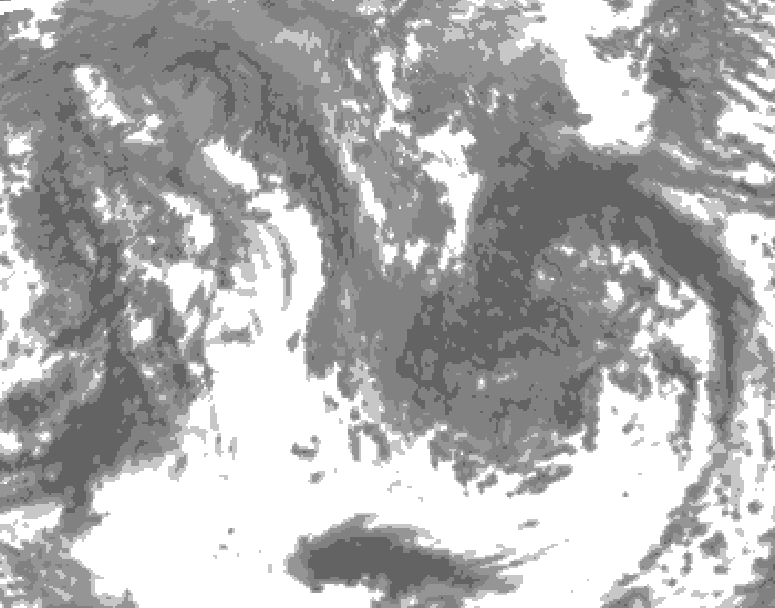 GDPS total cloud 132 hour forecast chart for Canada based on 2025/10/19 0000Z data