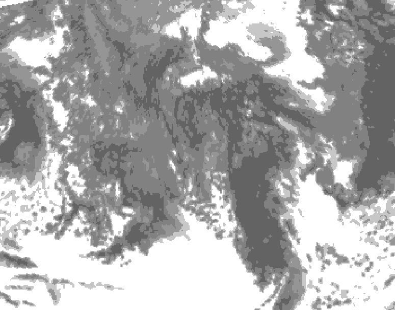 GDPS total cloud 012 hour forecast chart for Canada based on 2025/10/19 1200Z data