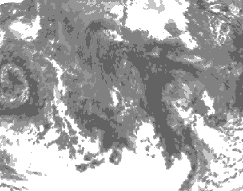 GDPS total cloud 024 hour forecast chart for Canada based on 2025/10/19 1200Z data