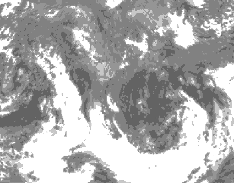 GDPS total cloud 102 hour forecast chart for Canada based on 2025/10/19 1200Z data