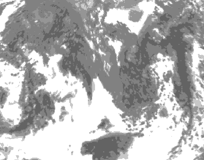 GDPS total cloud 132 hour forecast chart for Canada based on 2025/10/19 1200Z data