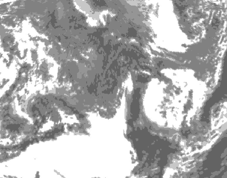 GDPS total cloud 240 hour forecast chart for Canada based on 2025/10/19 1200Z data