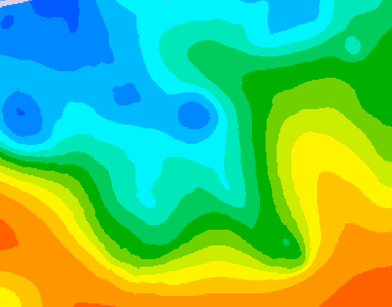 GDPS 500 millibar geopotential height 012 hour forecast chart for Canada based on 2025/10/20 0000Z data