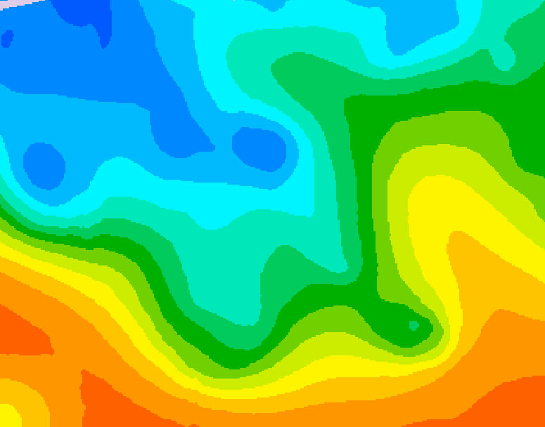 GDPS 500 millibar geopotential height 018 hour forecast chart for Canada based on 2025/10/20 0000Z data