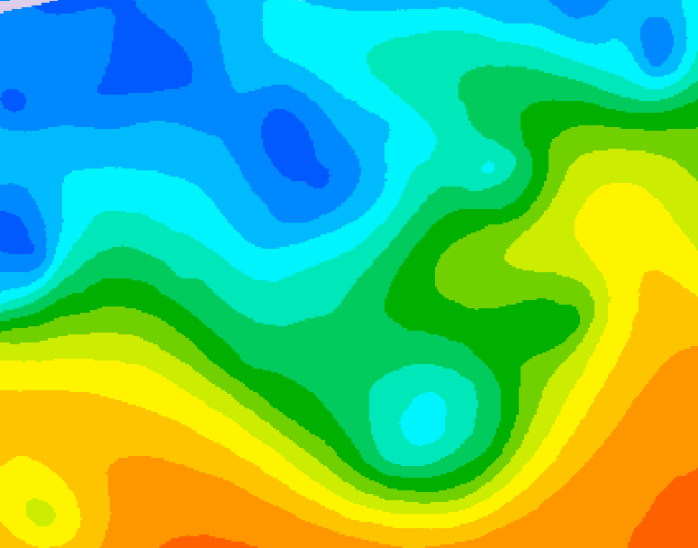 GDPS 500 millibar geopotential height 036 hour forecast chart for Canada based on 2025/10/20 1200Z data
