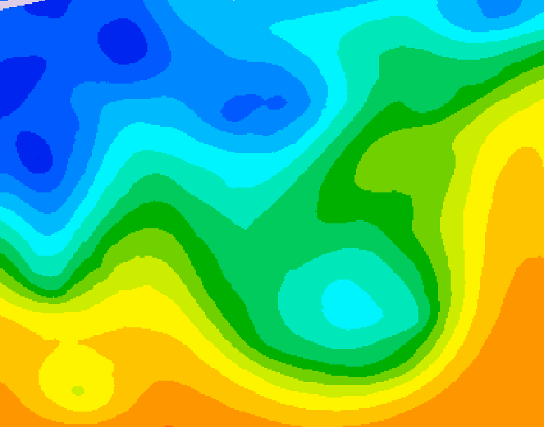 GDPS 500 millibar geopotential height 054 hour forecast chart for Canada based on 2025/10/20 1200Z data