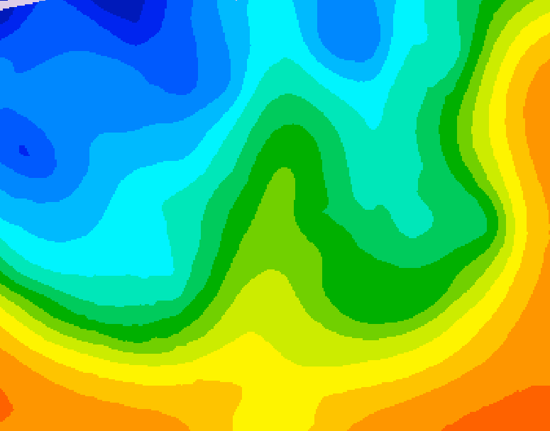 GDPS 500 millibar geopotential height 132 hour forecast chart for Canada based on 2025/10/20 1200Z data