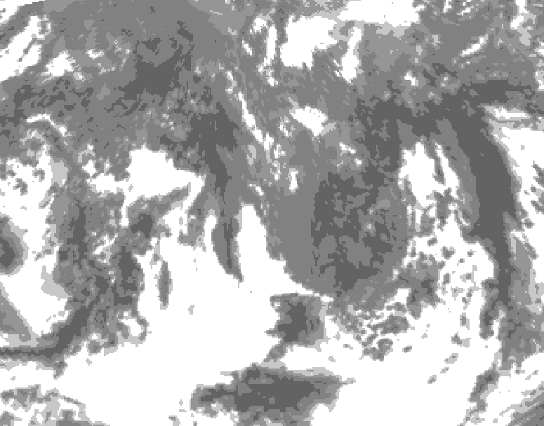 GDPS total cloud 120 hour forecast chart for Canada based on 2025/10/20 0000Z data