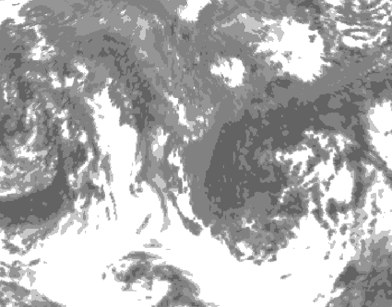 GDPS total cloud 084 hour forecast chart for Canada based on 2025/10/20 1200Z data