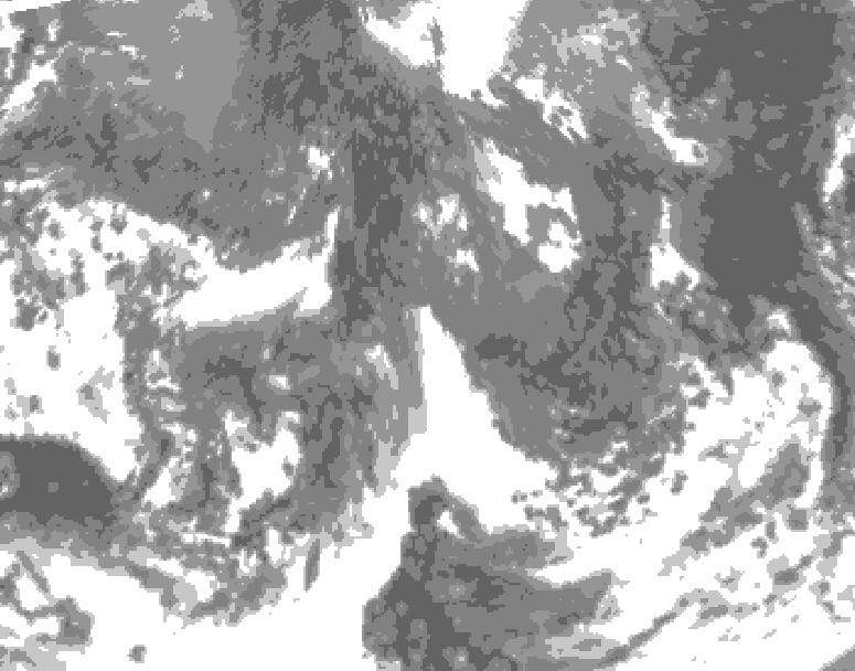 GDPS total cloud 132 hour forecast chart for Canada based on 2025/10/20 1200Z data