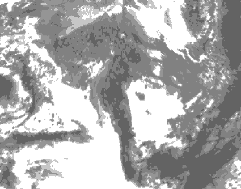 GDPS total cloud 222 hour forecast chart for Canada based on 2025/10/20 1200Z data